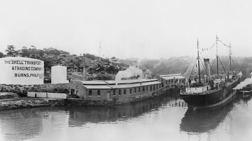 Artist’s impression of the SS Turbo at the opening of the Gore Bay installation, 1901.