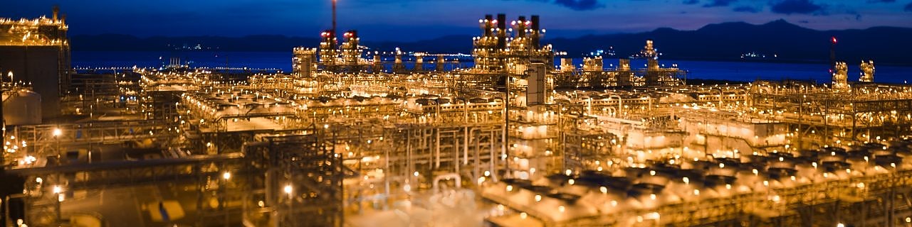 QGC Curtis Island LNG plant at night