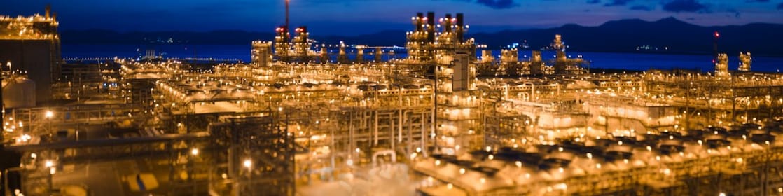 QGC Curtis Island LNG plant at night