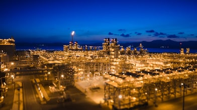 QGC Curtis Island LNG plant at night