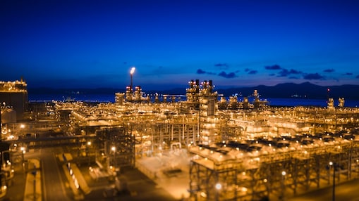 QGC Curtis Island LNG plant at night