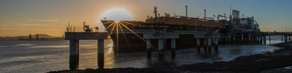 LNG Tanker at QGC LNG plant Curtis Island