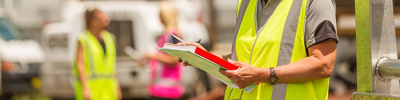 Woman smiling at construction site