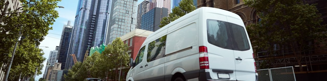 Van driving on a road