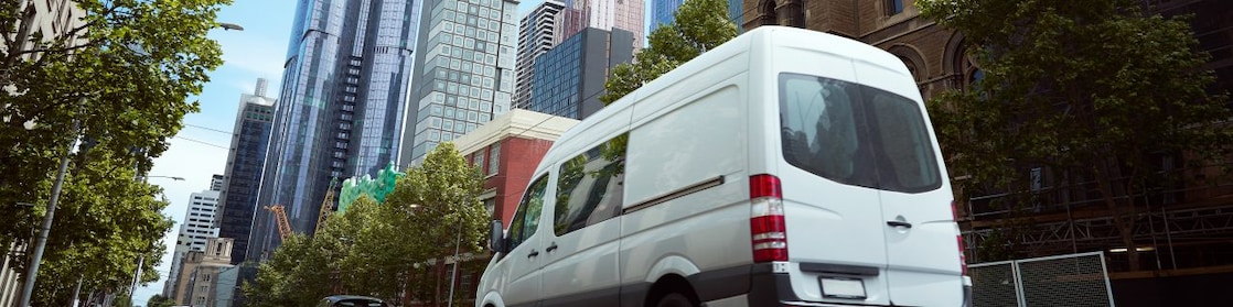 Van driving on a road