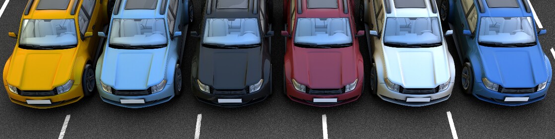 3D rendering of cars. Top view.