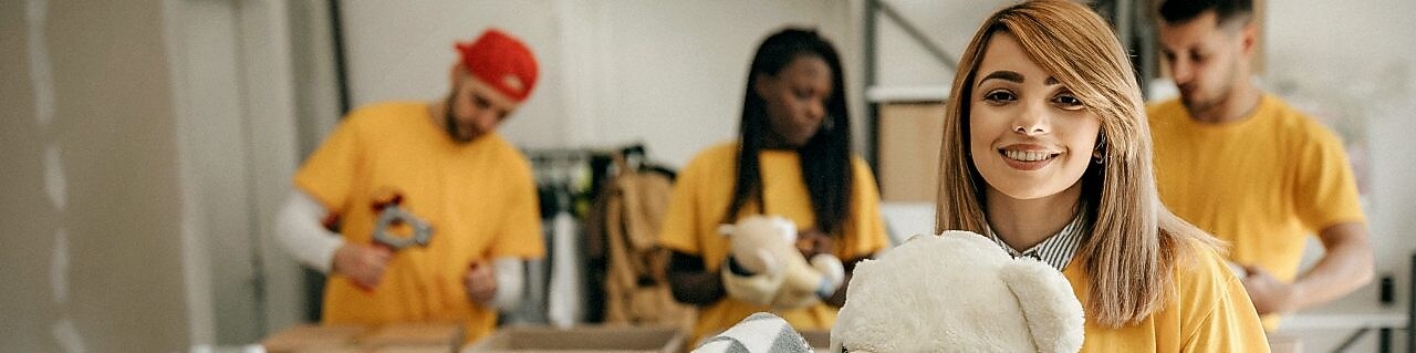 Team preparing donations for Christmas