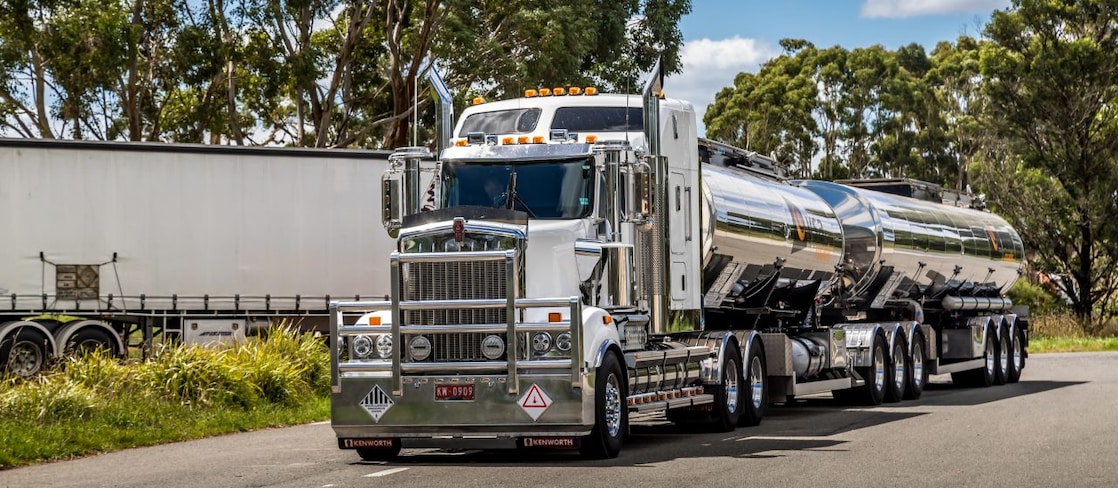 Big truck driving on a country road