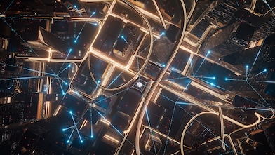 3D rendering of cars. Top view.