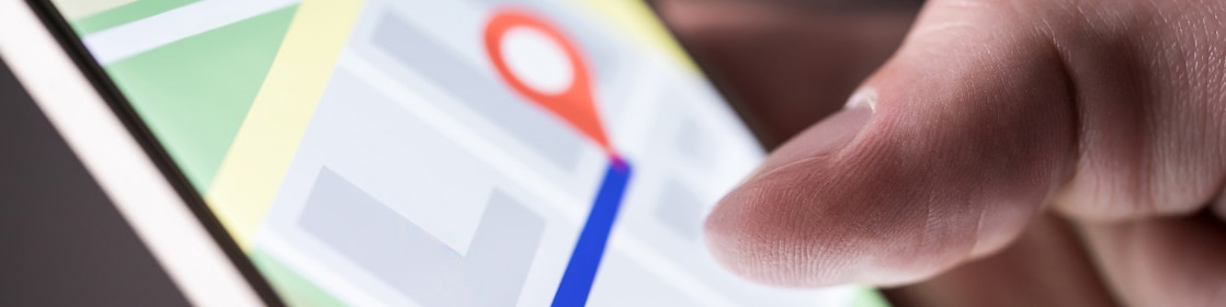 GPS tracking: close up view of map app on phone