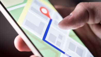 GPS tracking: close up view of map app on phone