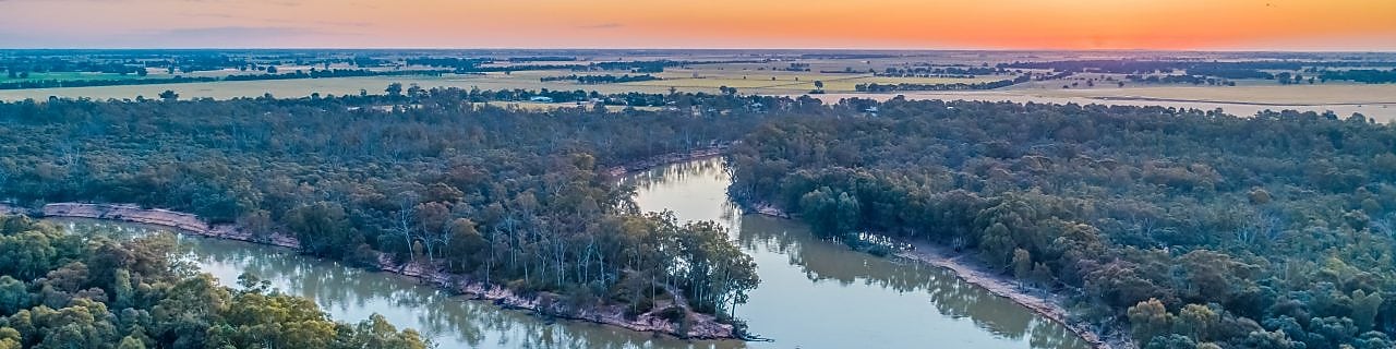 Looking over the Murray River at sunset