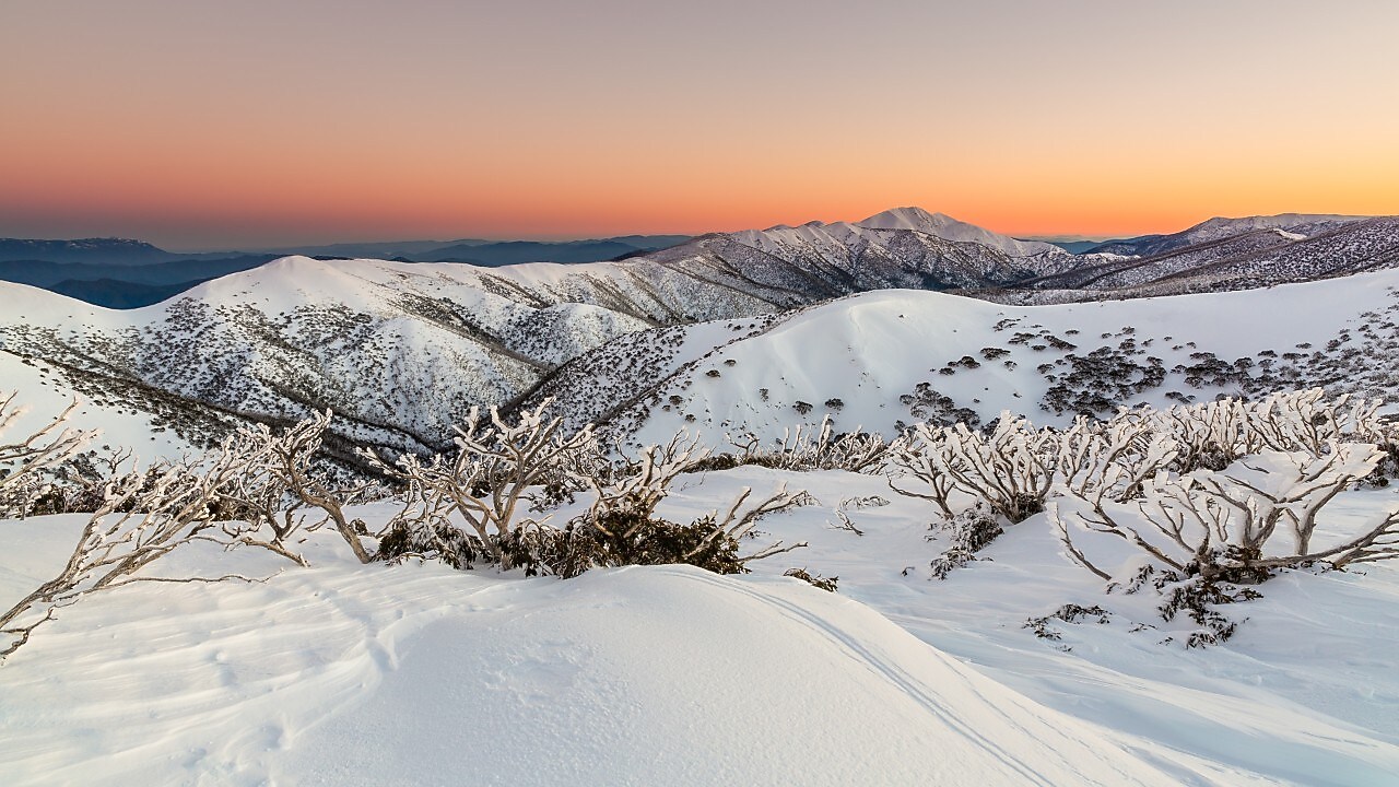 Mountains covered in snow in Snowy Mountains, NSW