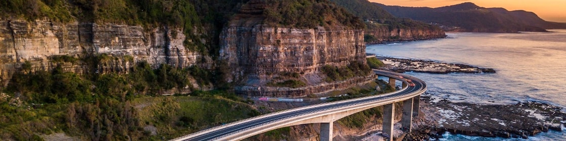 Cars travelling on the Sea Cliff Bridge in the Illawarra region, Australia