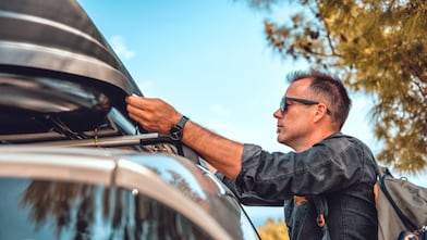 Man inflating tyre