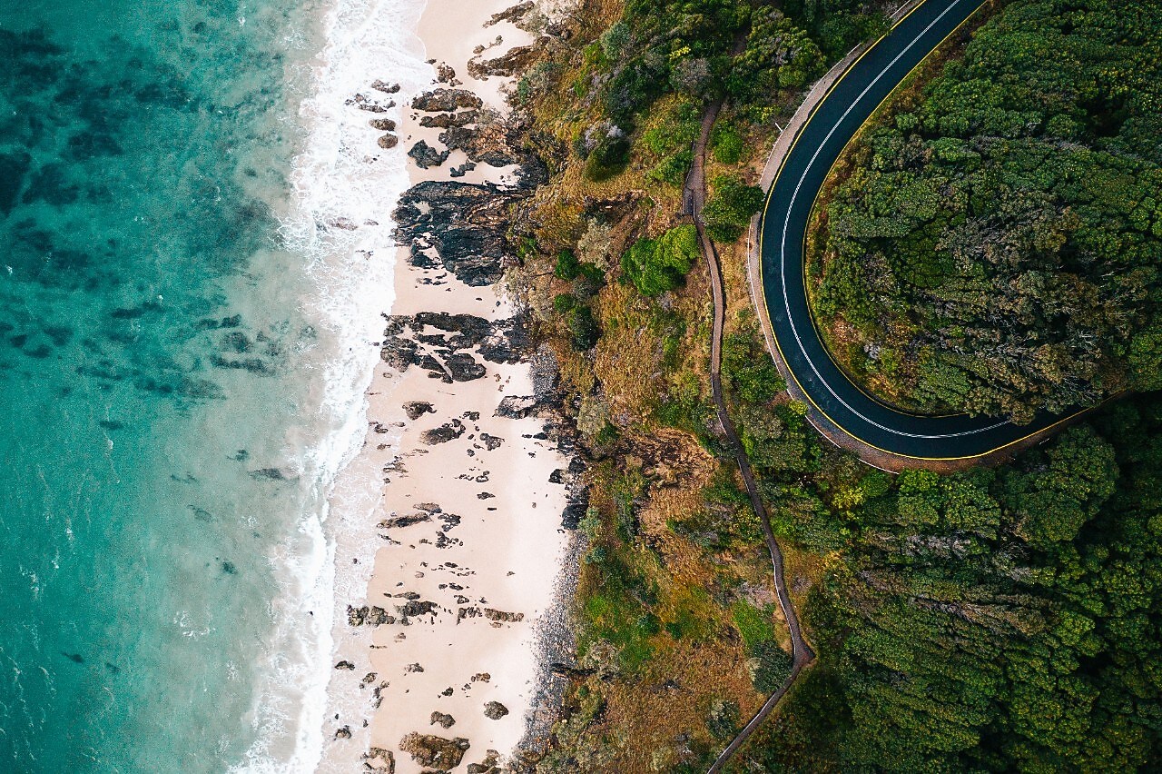 View of road and beach