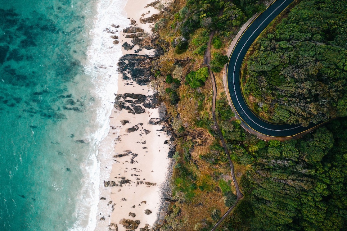View of road and beach
