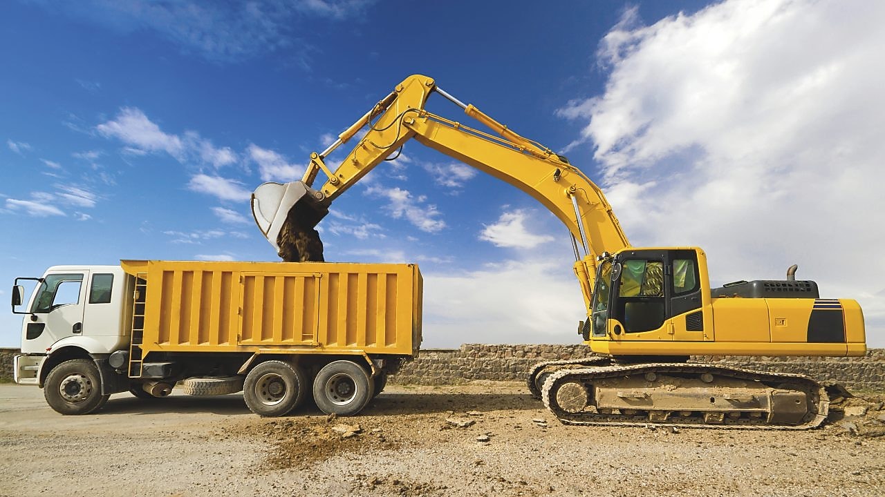 Loading mud in a truck