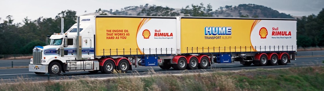 A truck with Shell Rimula branding 