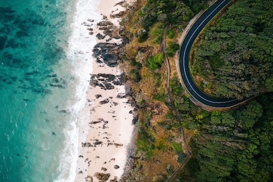 View of road and beach