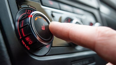 Fuel gauge in cold weather, illustrating winter fuel efficiency myths