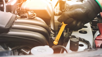 Man checking oil