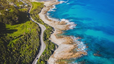 Car driving along the Great Ocean Road