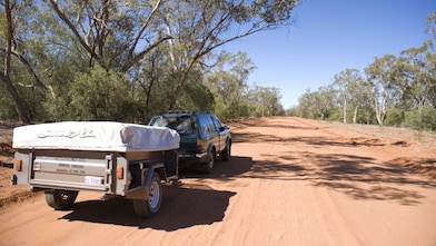 Car towing a trailer