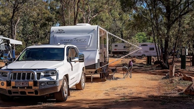 Car with a caravan