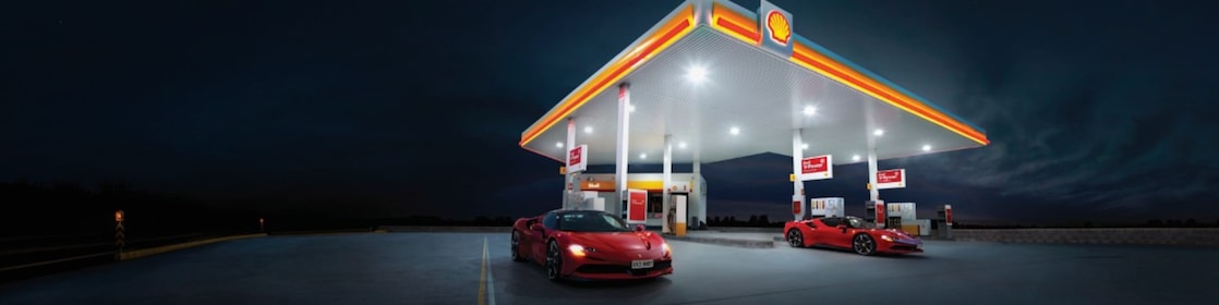 Shell V-Power premium fuel roadside banner