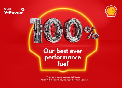 Shell Infinity premium fuel promotional image on the Shell V-Power page