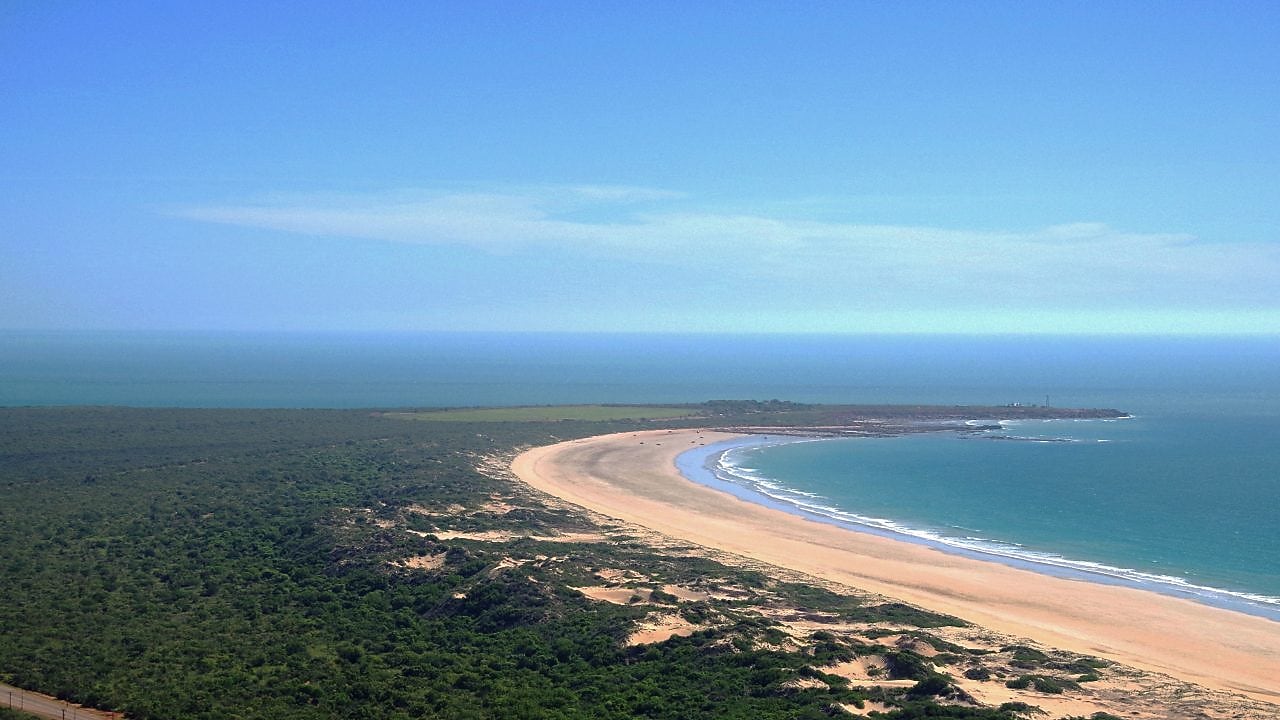 Coastline on the blue sea shore