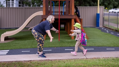 Ms Pitkin with a student from Wandoan Kindergarten