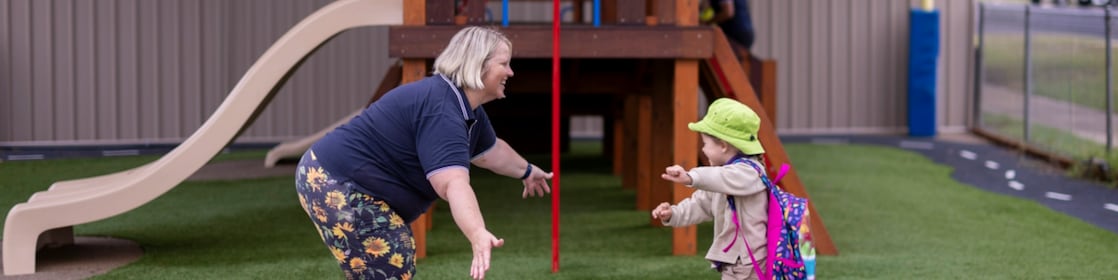 Ms Pitkin with a student from Wandoan Kindergarten