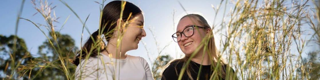 Students from the Future Makers program with grass