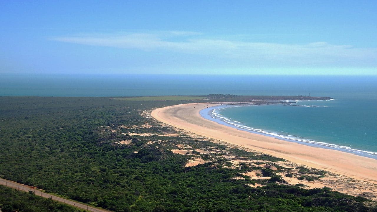 Coastline on the blue sea shore